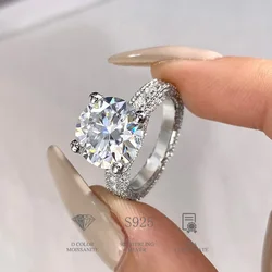 Hot Sale 925 Sterling Silver Women's Moissanite Rings Luxury 5ct Moissanite Diamond For Women Round Women Full Moissanite Ring