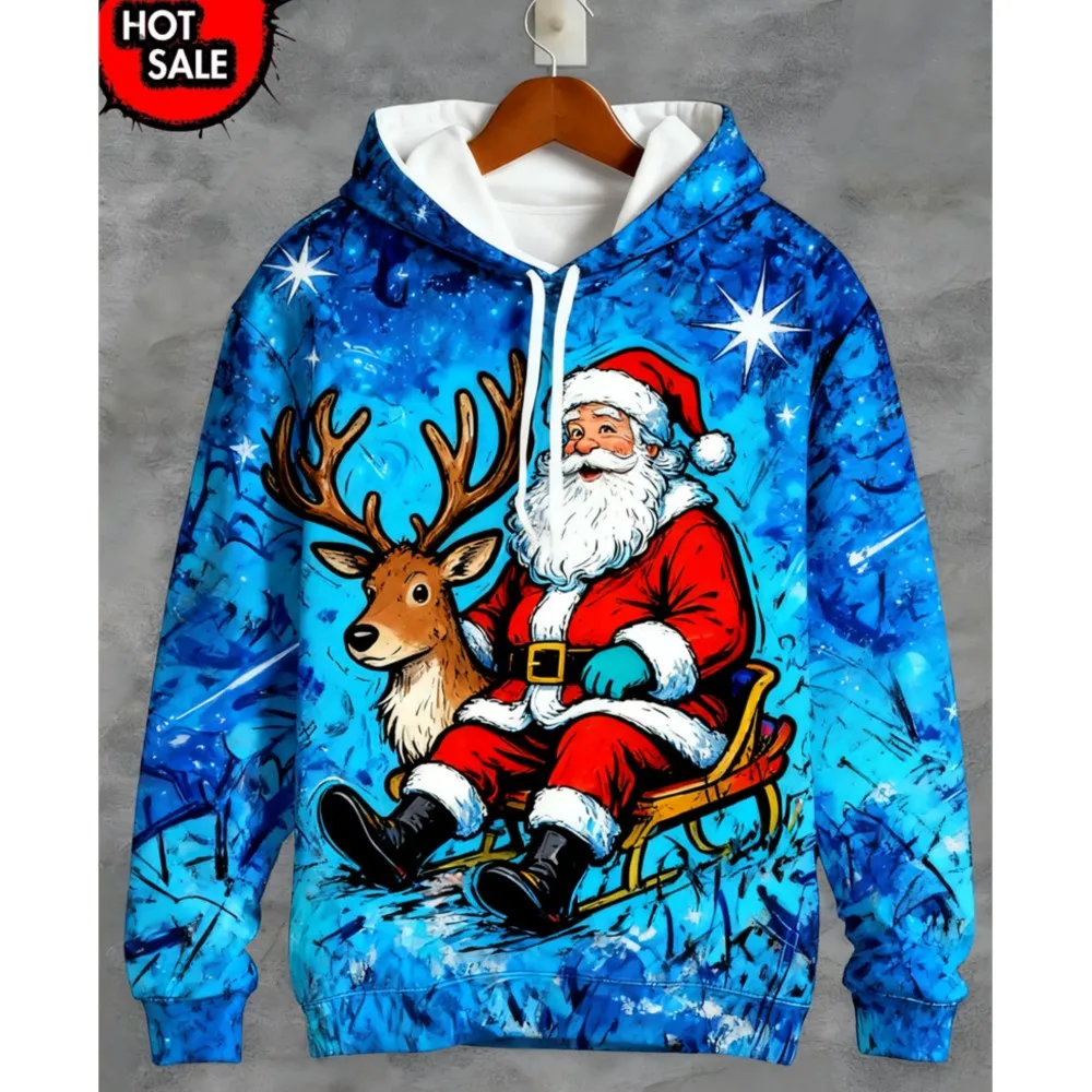Homem de natal moletom com capuz moda homem de gengibre impressão 3d moletom bolso design engraçado papai noel gráfico novo hoodies blusa topo