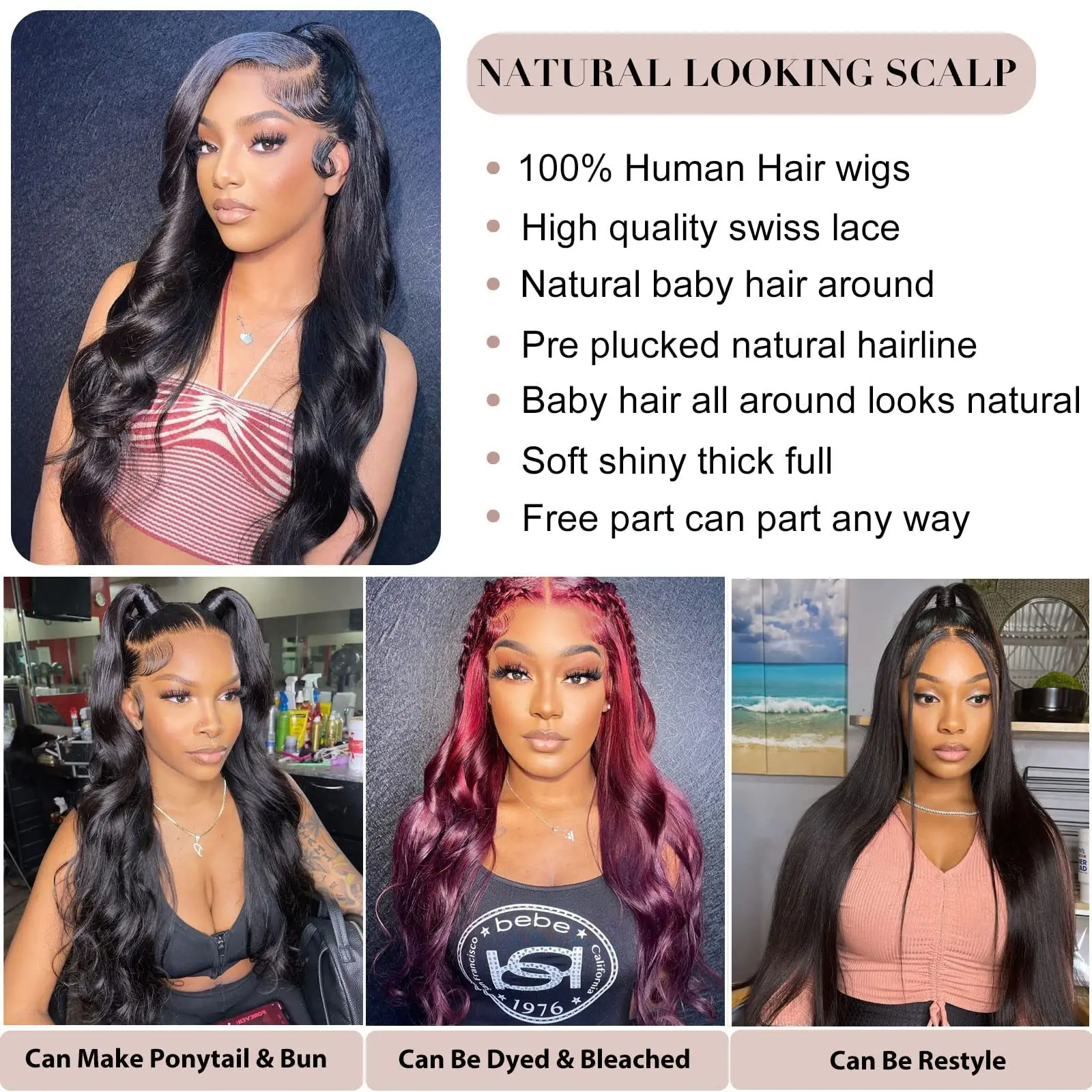 Body Wave 4x4 Closure Lace Front Human Hair Wig 200 Density Glueless Wigs for Women Choice 5x5 Closure Pre Plucked Cheap on Sale