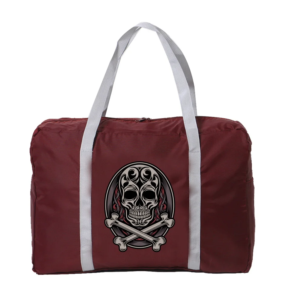 Sacs de voyage pliables en nylon unisexe, sac à bagages de grande capacité, sacs à main pour femmes et hommes, impression de la série Skull, nouveau, 2024