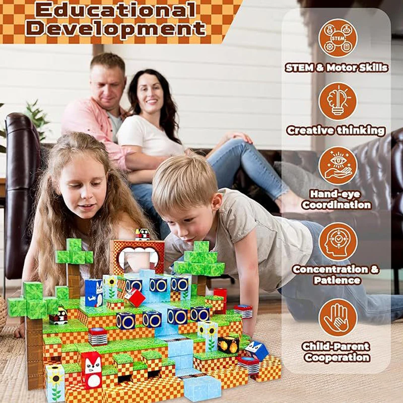 100PCS Pädagogisches DIY Block Set Innovative 3d Puzzle Produkte Montessori Magnetische Zauberwürfel Bausteine Spielzeug für Kinder