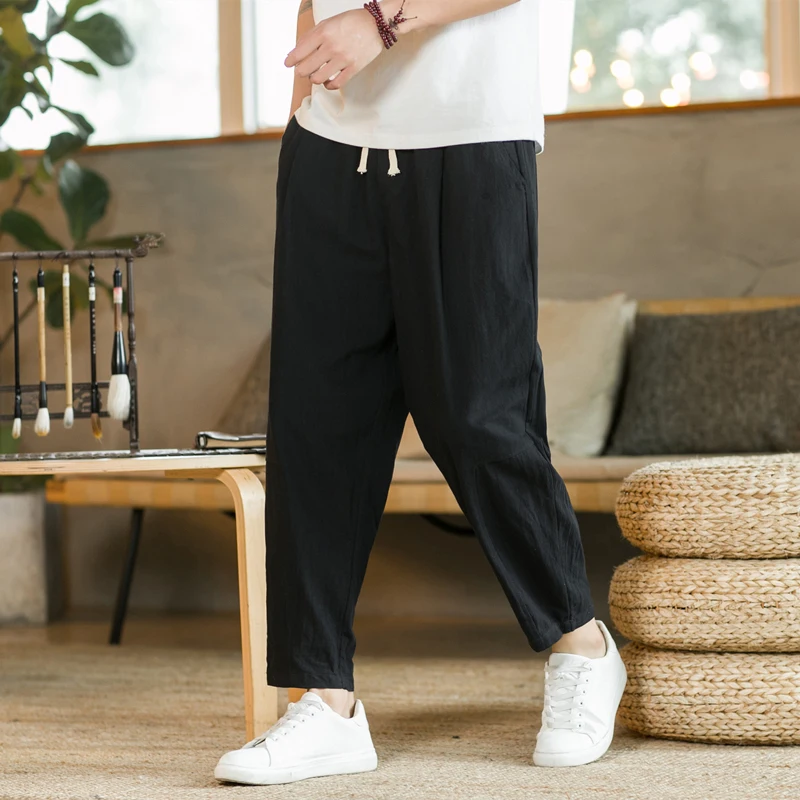 LAPPSTER-Pantalon jogging en coton et lin, mode coréenne, fin et doux, décontracté, survêtement respirant, streetwear japonais