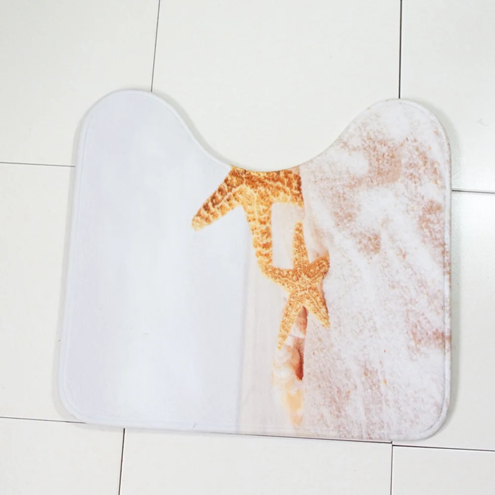 

Toilet Mat Set With Sea Pattern Bathroom Floor Mat Non-Slip Backing Quick Drying High Water Absorption Machine Washable