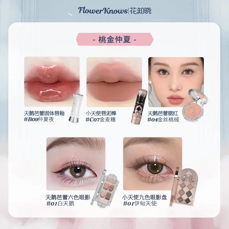 Conjunto original flor sabe maquiagem caixa de presente lábio lama batons iluminador blush sombra rara beleza cosméticos presente para amigo