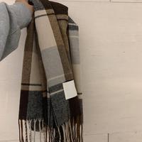 Warm Soft Scarf Women Scarf Plaid Print Unisex Winter Scarf with Tassel Detailing Thick Warm Soft Plush Material for Neck