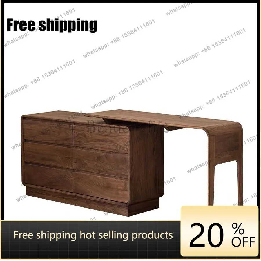Factory Direct Sales Black Walnut Dresser Integrated Japanese Simple Multifunctional Full Solid Wood Storage