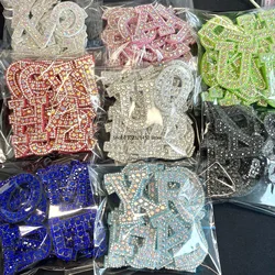 26pcs Rhinestone Letter Iron on Patch for Clothes 3D Beads Crystal ABC Badge for Name DIY Dress Jeans Shoes Appliques Decoration