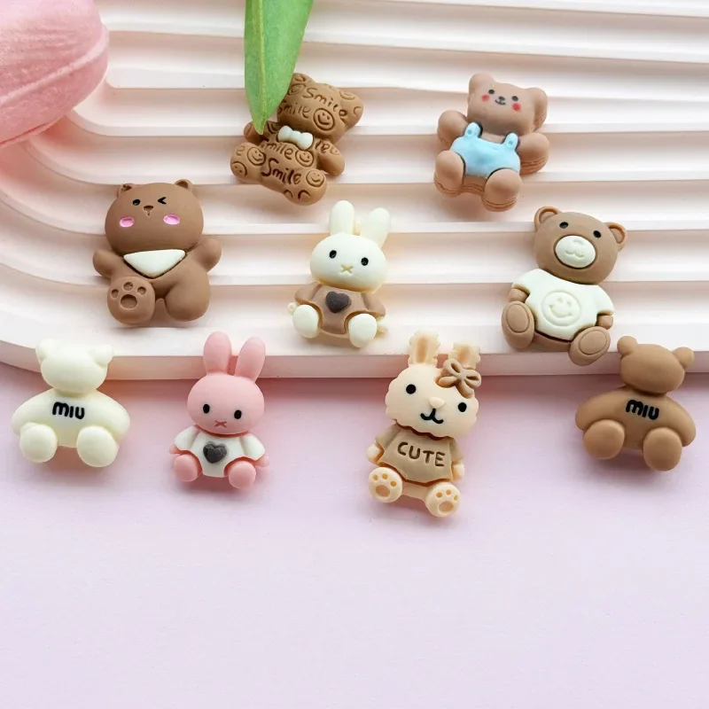 

5pcs Cute Bear Rabbit Series Cartoon Resin Flatback Charms for Diy Resin Crafts Materials Scrapbooking Embellisdment