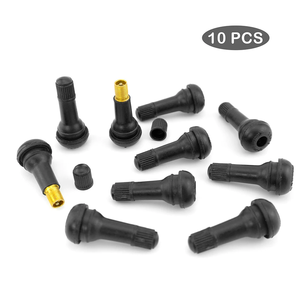 TR413 Rubber Snap-in Tire Valve Stems, 10PCS/Kit Replacement Tyre Valves Stems for Tubeless Rim Holes on Cars, Go-Karts, Truck