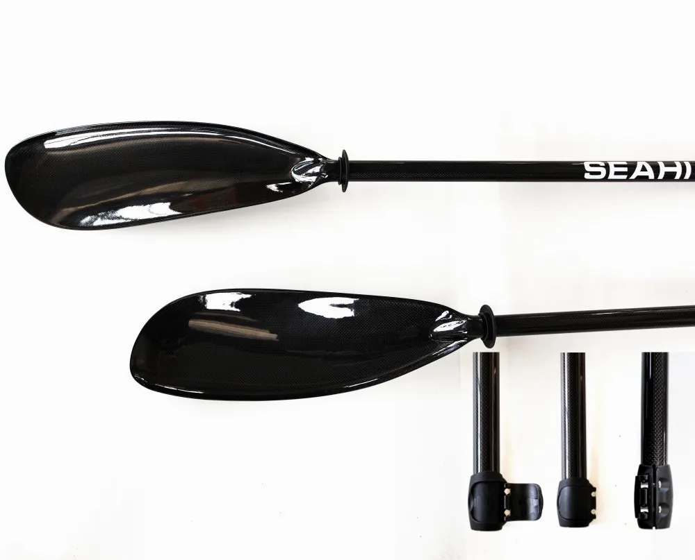 2 Sections 100% Carbon Fiber 3K Plain Glossy Kayak Paddle Full Carbon Fiber Blade Shaft Rowing Oar Detachable 2100~2200MM