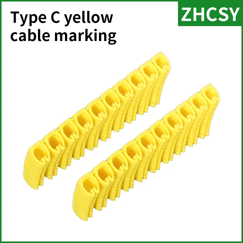 Freeshipping M0S/1/2/2L/3/5 Practical Cable Markers Yellow C-Type Number Tag Label For Wire 0.3/1.5/2.5/4/ 6/8/16mm²  0-9