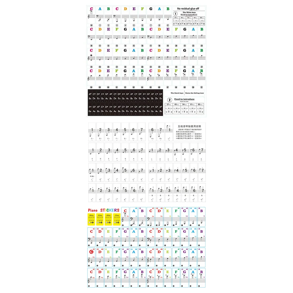 

3 Pcs Piano Stickers for Keys Removable Keyboard Note Labels Accessories Keyboards