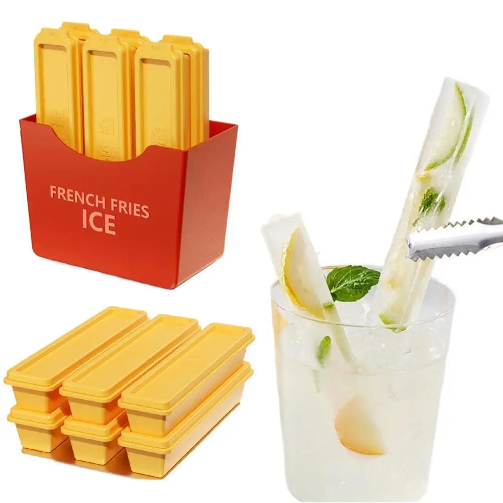 

6PCS Ice Cube Trays With Storage Box Ice Cube Mold Large Rectangle Shape Ice Cube Moulds DIY Kitchen Bar Ice Cube Maker
