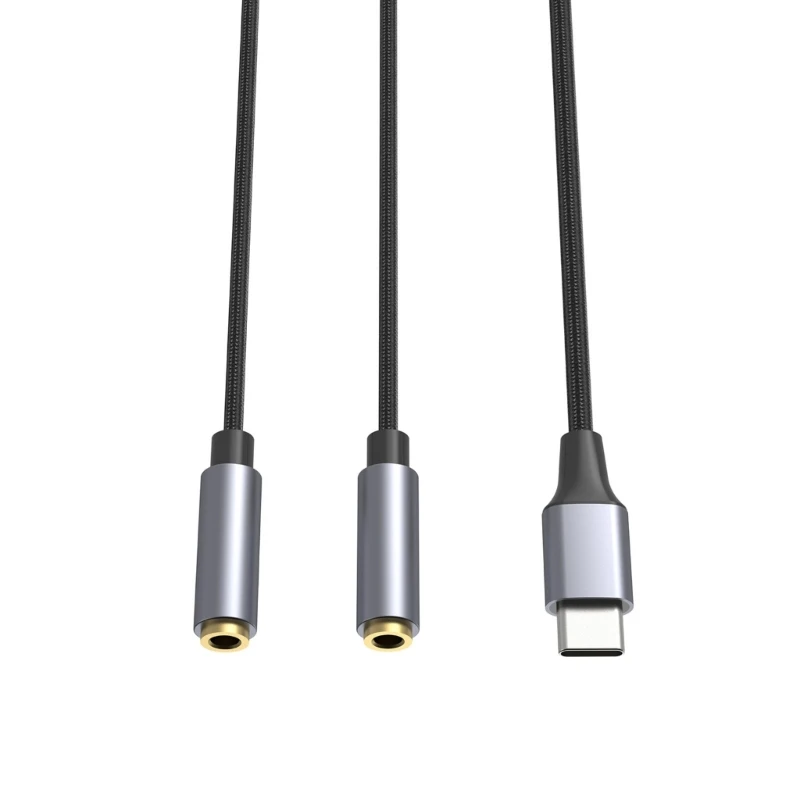 Typ C do podwójnego 3.5mm Jack AUX USB C męskie do 3.5 żeńskie udostępnianie muzyki Audio 2 Adapter do słuchawek Splitter Y Extender do