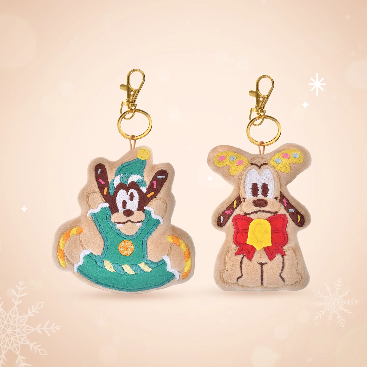 Disney Christmas Gingerbread Man Plush Keychain, Cute Holiday Decor Gift, Festive Xmas Stocking Stuffer Charm Ornament