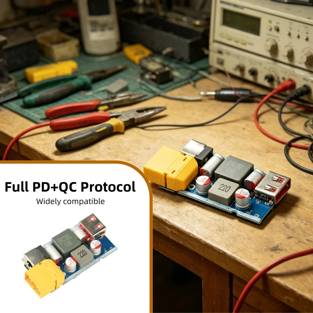 140W+65W Dual Channel Charging Module DC9-35V PD QC Full Protocols High Quality Solid Capacitor High Current Inductor