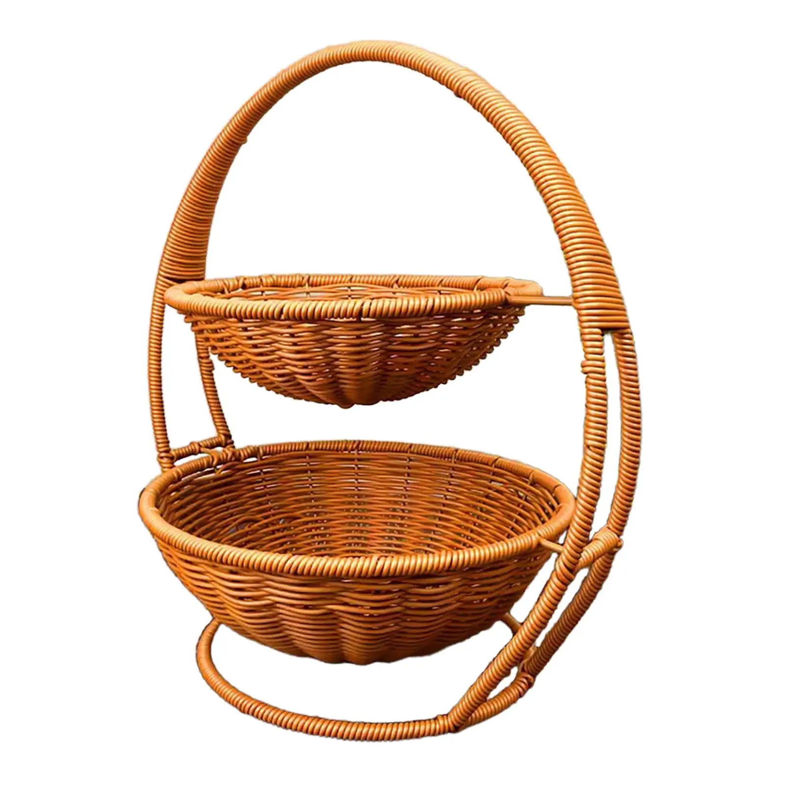 2 Tier Storage Basket Round Serving Tray for Countertop Living Room - view 2