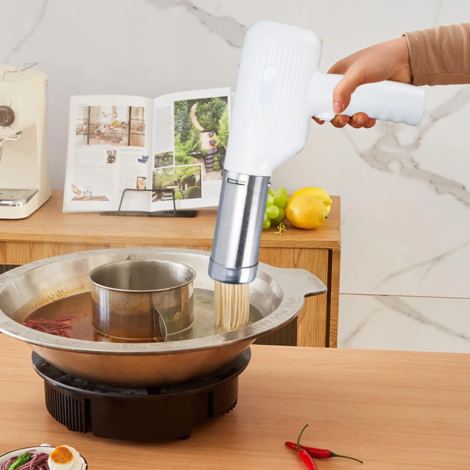 

Ручная электрическая машина для изготовления макаронных изделий 5 в 1, беспроводная машина для изготовления макаронных изделий, автоматическая портативная машина для изготовления лапши, нержавеющая сталь 304 для дома