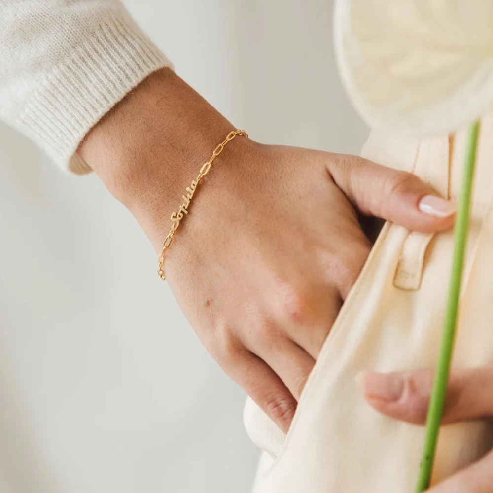 สร้อยข้อมือชื่อที่กำหนดเอง, สร้อยข้อมือชื่อกระดาษที่สวยงาม, ของขวัญวันแม่, ของขวัญเด็กผู้หญิง, ของขวัญวันเกิดมินิมอล, ขายส่ง