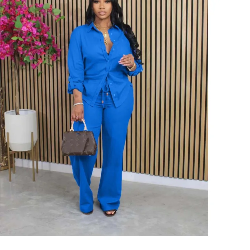 

Solid Color Casual Loose Long Pants Sets For Women 2025 Elegant Autumn Women's Two Pieces Suit Full Set Female Outfit Clothes
