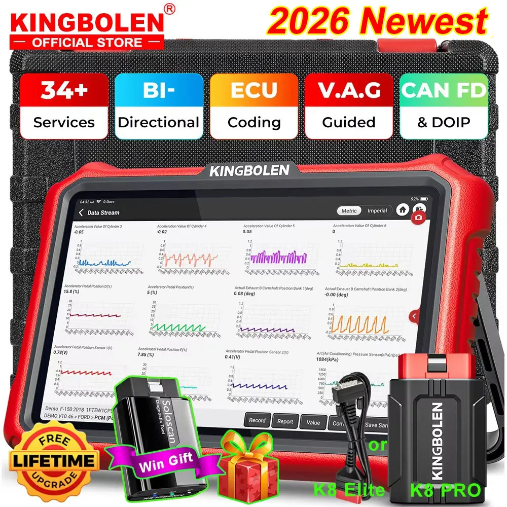 【Lifetime Free Update】2026 Newest KINGBOLEN K8 PRO K8 ELITE Advanced Car diagnostic Tools ECU Coding Bi-directional Test CAN F