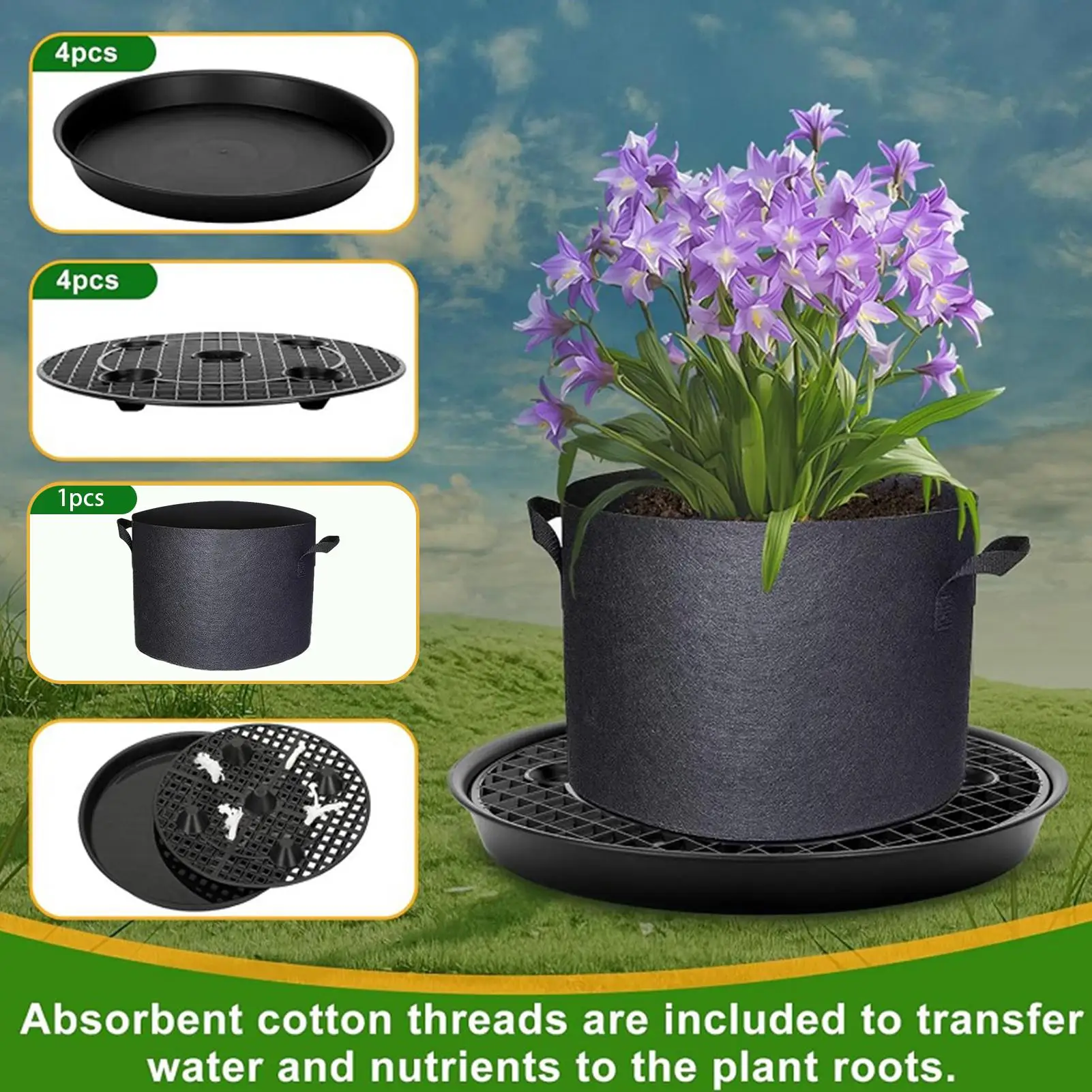 

Plant Watering Tray Auto Drip Saucers For Fabric Pot Leakproof Fabric Planter Watering Saucers For Farming Balcony Germination