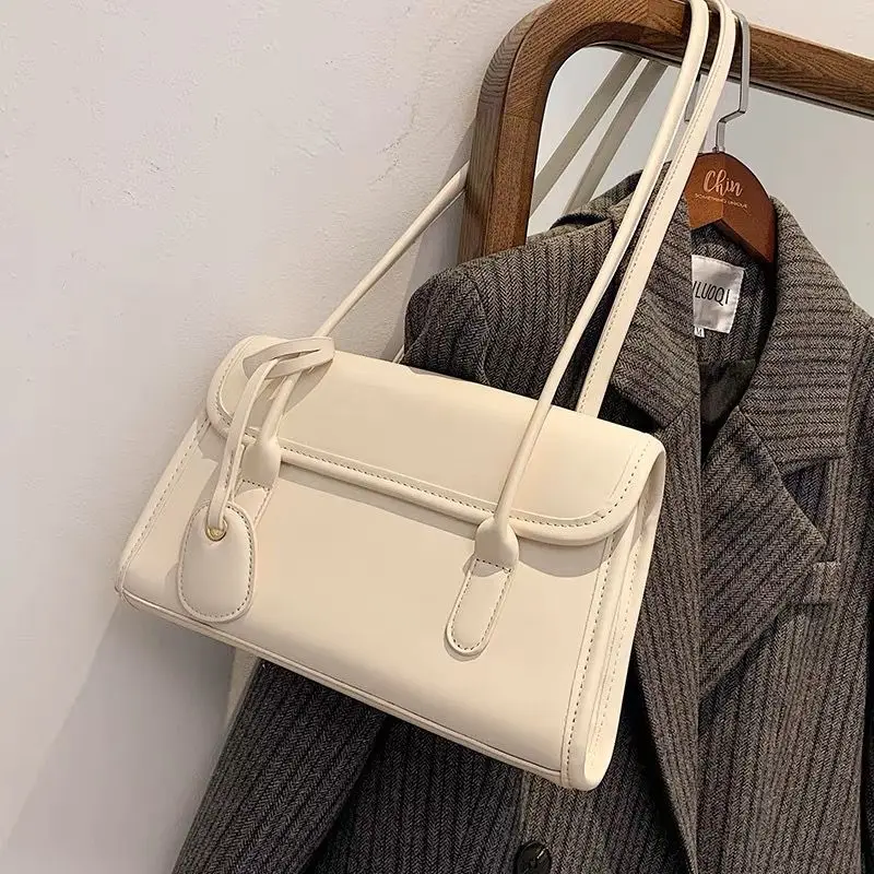 JIAERDI-Bolsas vintage brancas para mulheres, elegantes bolsas de ombro de couro para senhoras, bolsas axilas chiques, femininas e femininas, novas e chiques