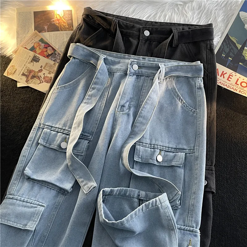 

Мужские джинсы свободного кроя из плотного хлопка в винтажном стиле, осенне-зимние, синие, от японского бренда, модные, повседневные