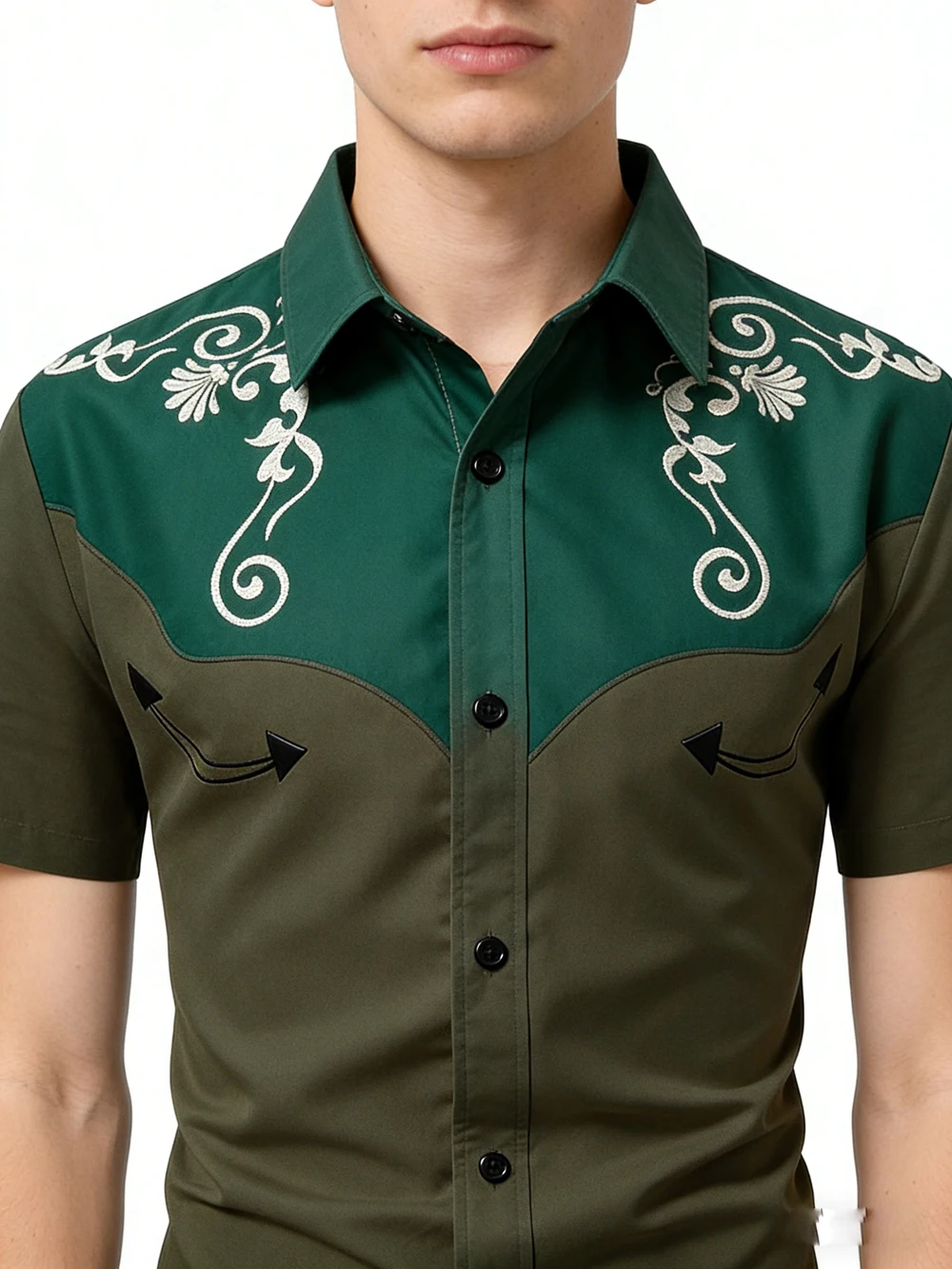 

2026 New Men's American Western Denim Short Sleeve Shirt HD 3D Printing White Shirt Hawaiian Outdoor Party Mens Clothing for You