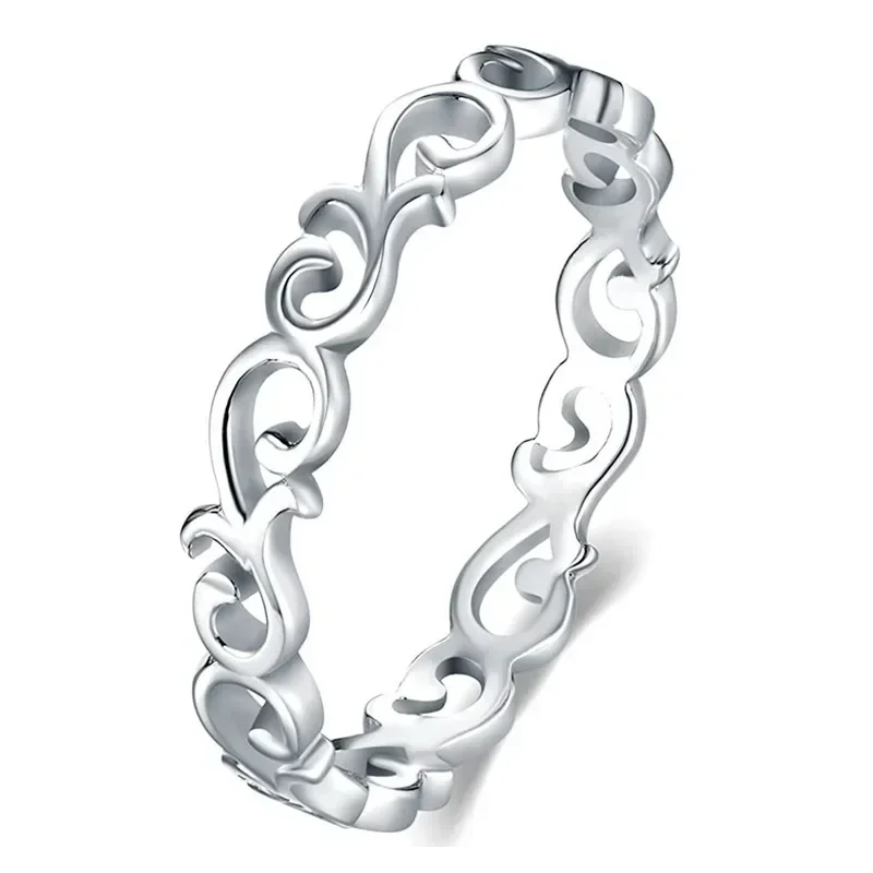 Hollow Out Band Women Finger Ring Silver Color Creative Modern Fashion Girls Accessories Daily Wear Party Trendy Jewelry