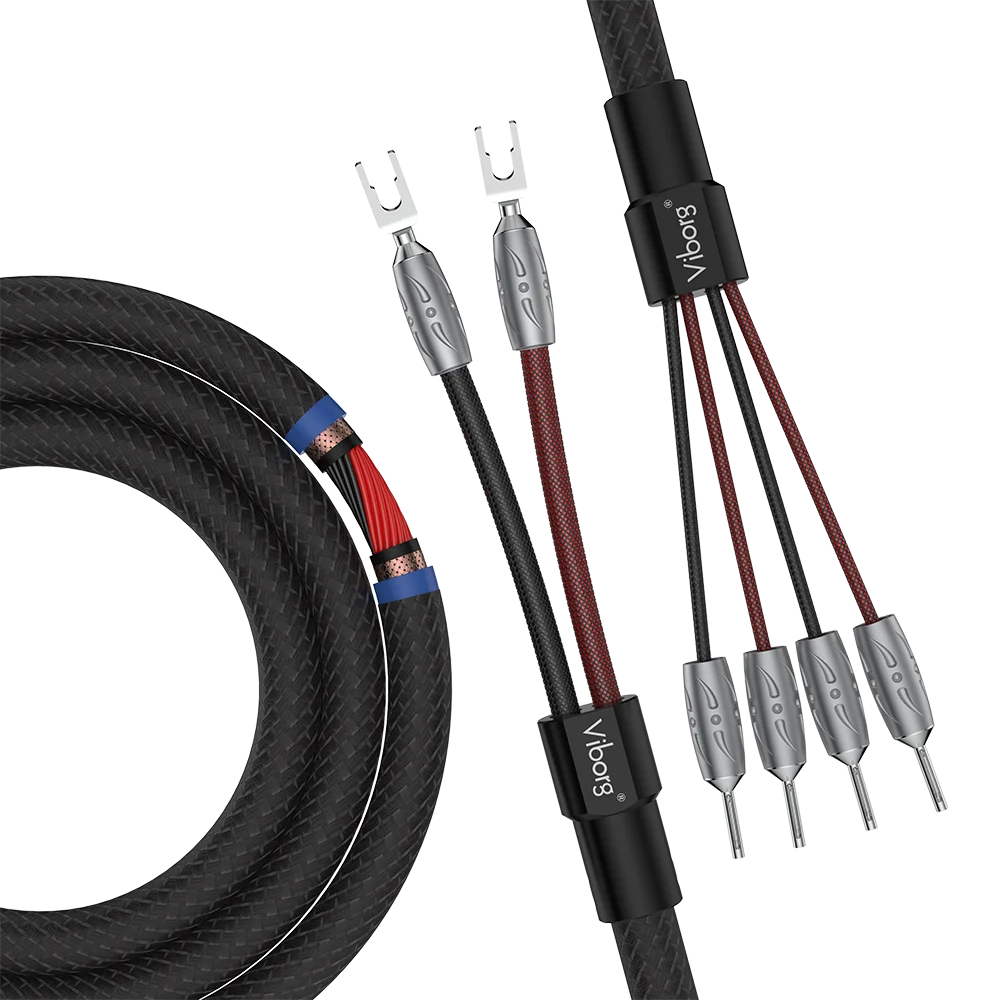 Viborg VS901 High Fidelity Speaker Cable With Viborg Pure Copper Banana Plug Biwire Speaker Cable for HiFi, Home Cinema