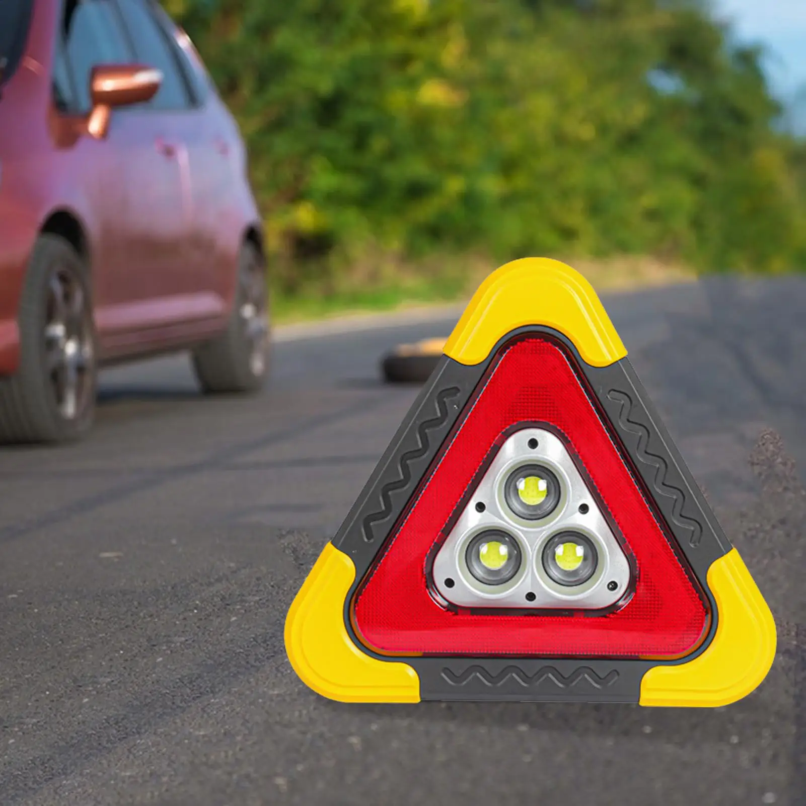 2in1 Solar Triangle Lights Car Emergency Warning LED Lamp with 4 Modes Safety Work Light for Vehicle Roadside Warning Light