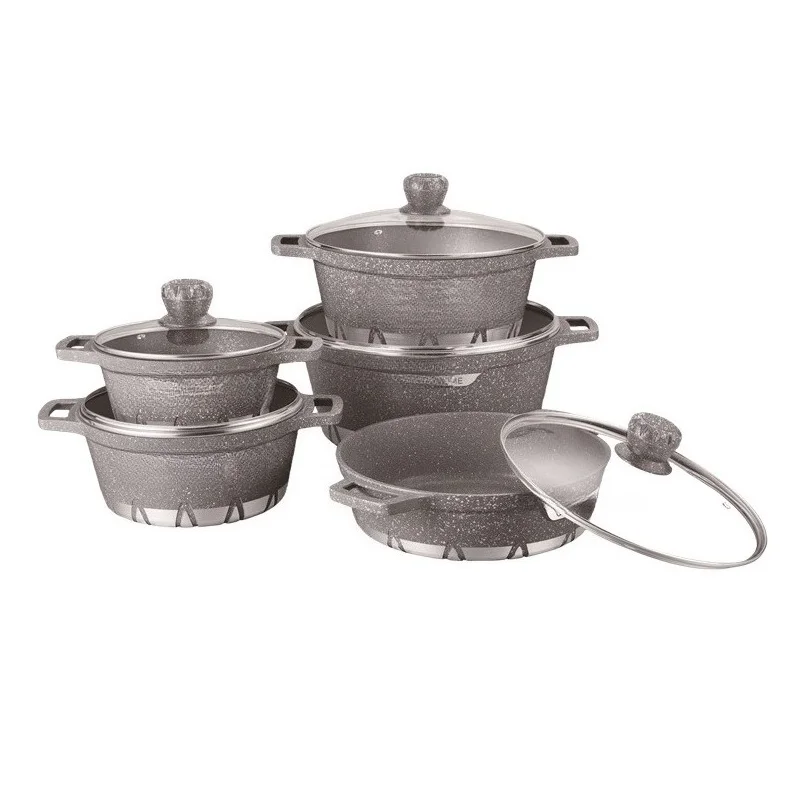 

Die-casting non-stick pan, household, soup, aluminum pan ten-piece set