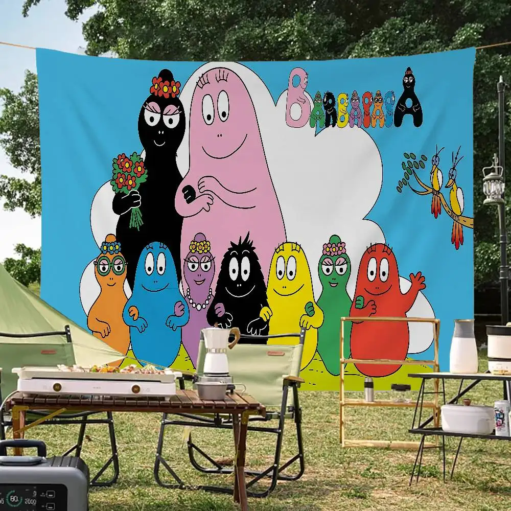Cute Cartoon Les Barbapapa Anime Chart Flag For Living Room Home Dorm Decor Art Home Decor Banner