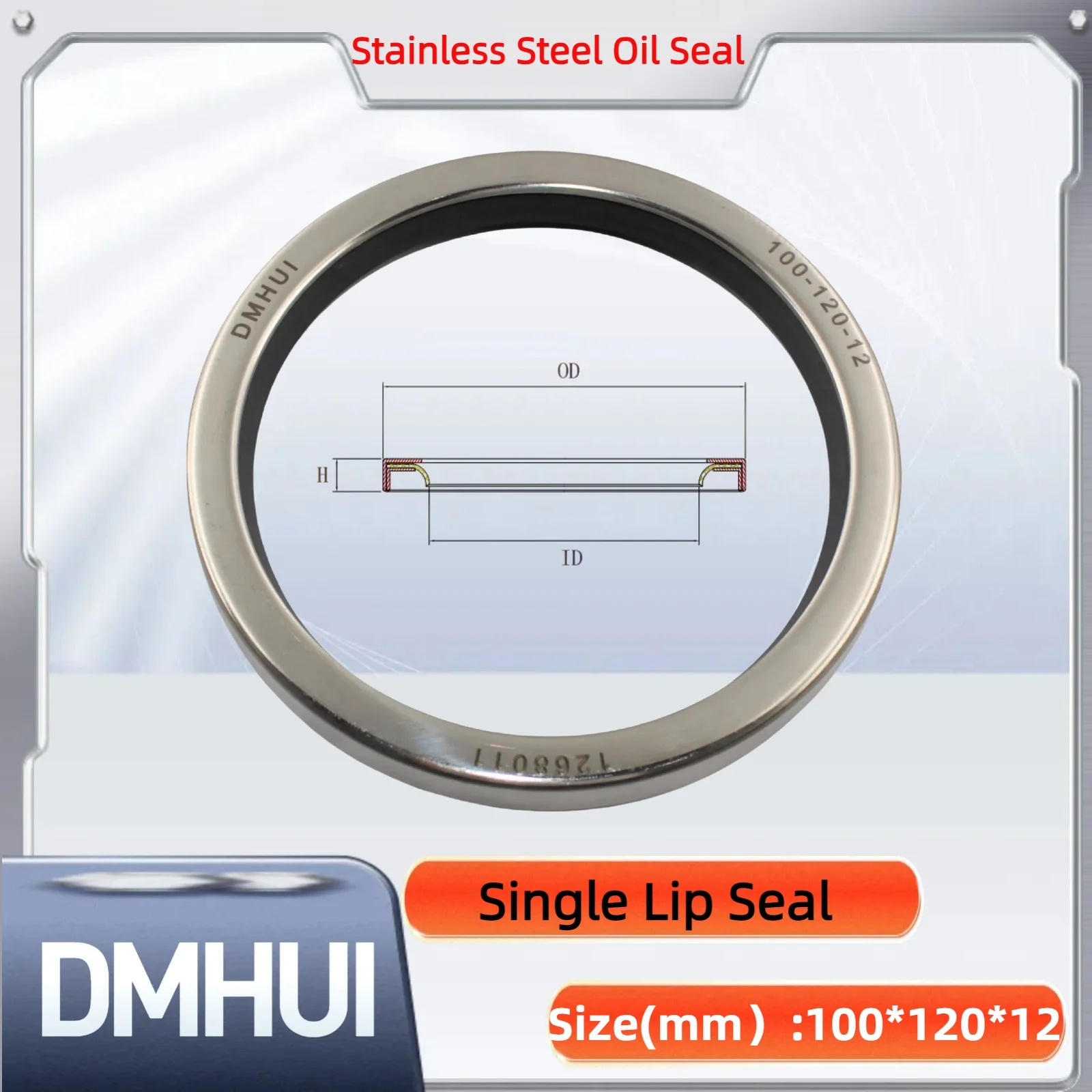 

Oil Seal 100x120x12 Single Lip Seal Stainless Steel Oil Seal PTFE SS 100×120×12
