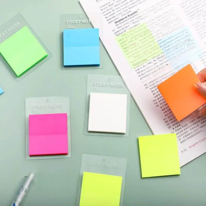 50 Sheets Transparant Memoblokjes Waterdicht Kleurrijke Clear Memo Pad Geplaatst Memo Transparante Memo Papier