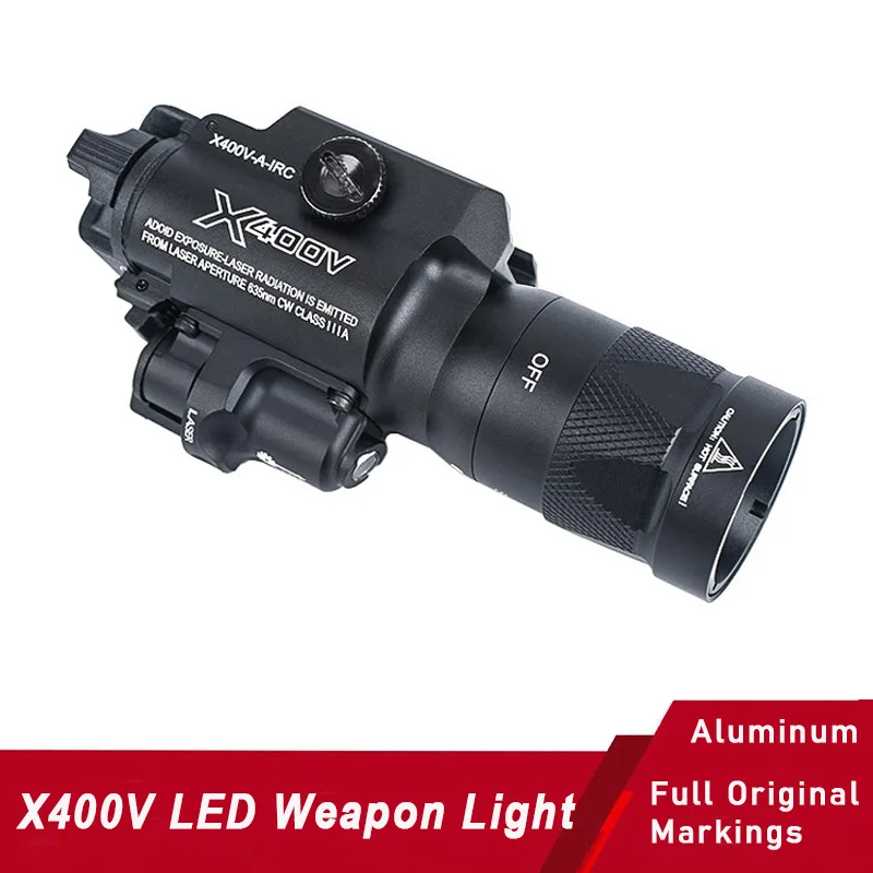 

Тактический фонарь SF X400V LED с белым светом и красным лазером, 400 люмен, для пистолета, охотничьей винтовки, разведки, полностью алюминиевый