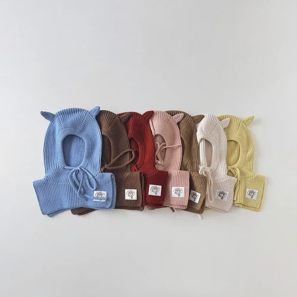 New Windproof Children's Hat Ear Protection Cute Ear Knit Beanie Cap Keep Warm Children's Scarf Integrated Hat Winter
