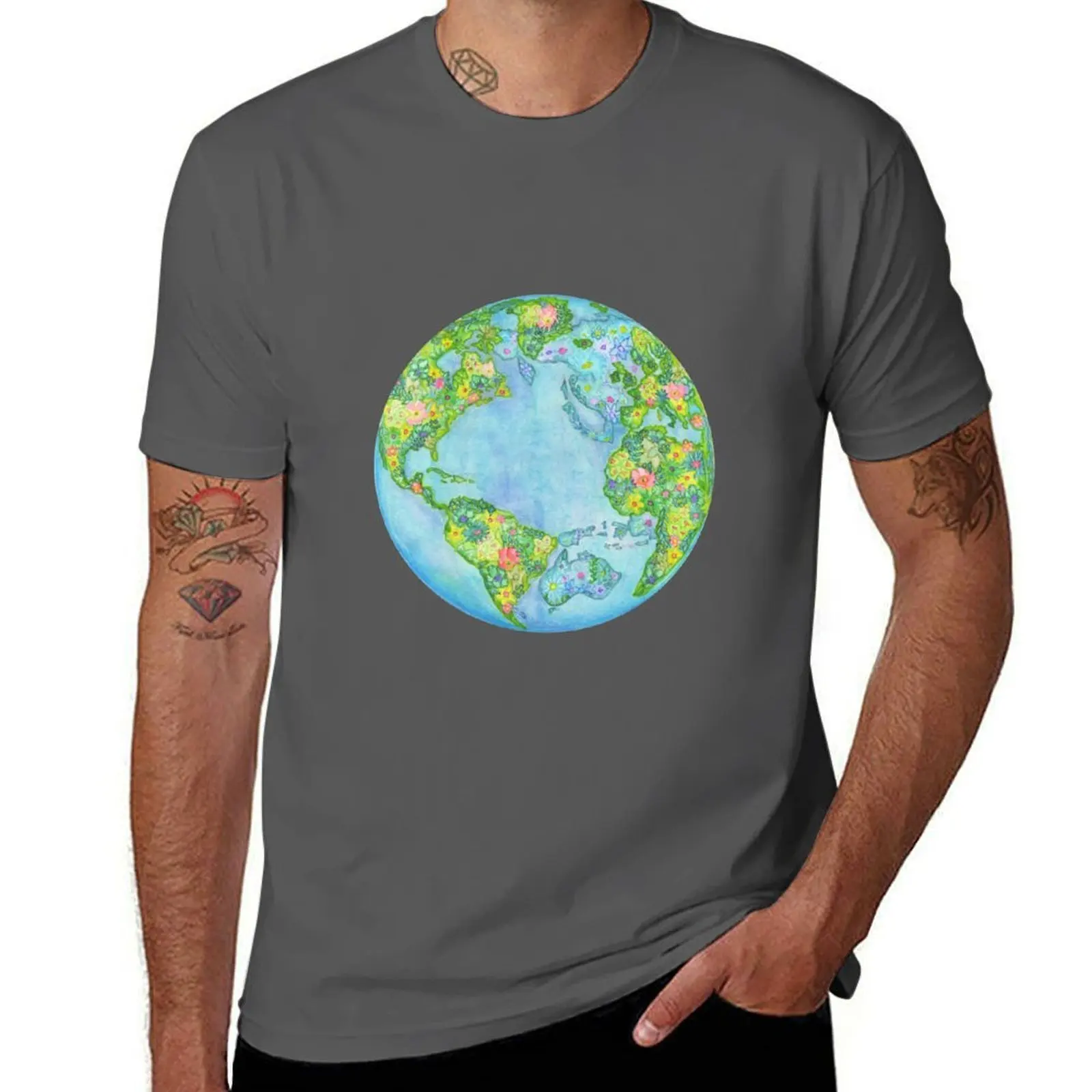 

Floral Earth T-Shirt Fashion Casual Short Sleeve T-Shirt