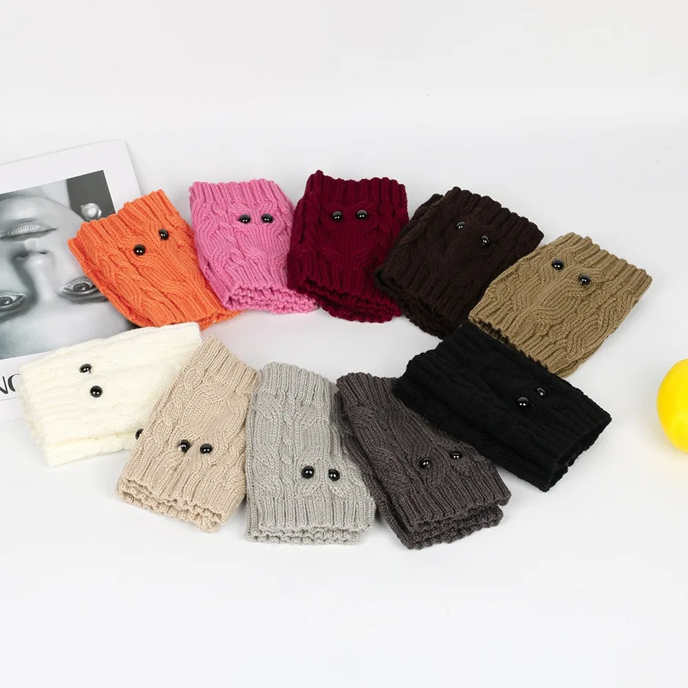 

New Knitted Knitted Boot Covers Owl Eyes Solid Color Knit Leg Warmers Twist Cable Boot Cuffs Cover Winter