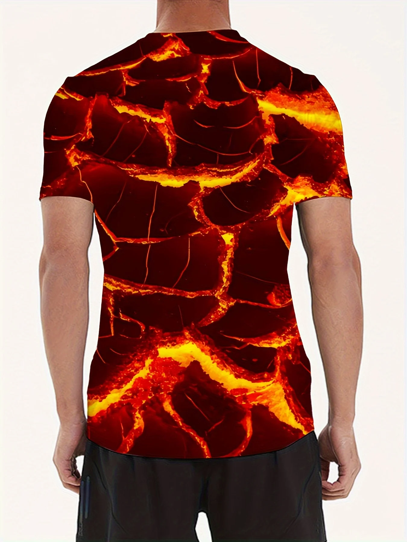 New releases in the summer of 2024Men's Magma flame printed summer short sleeved creative Leisure and Fashion design T-shirt