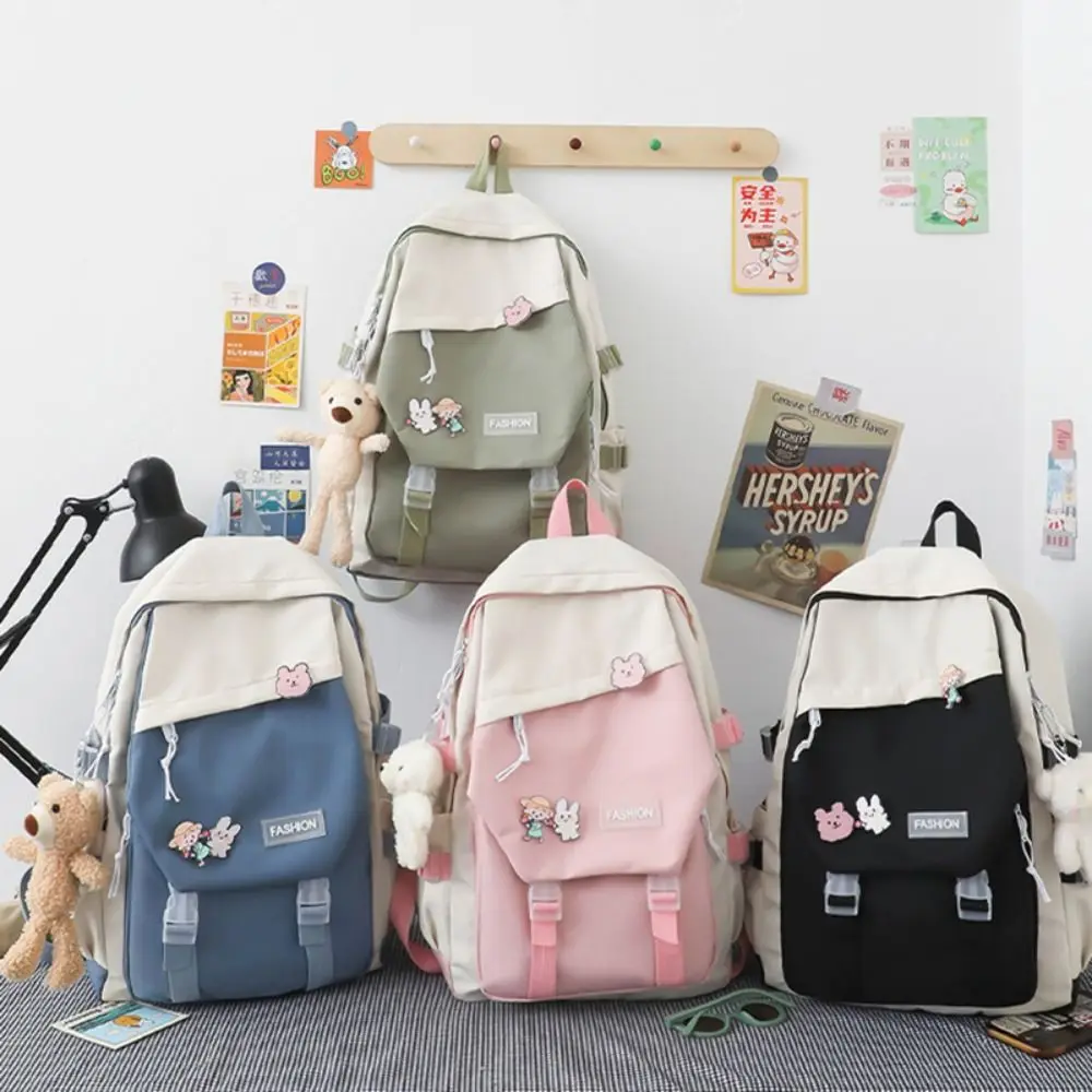 Nylon Book Bag Large Capacity Teenage College Backpack Fashion School Bag Cute Girls Boys Travel Backbag College Bag Waterproof