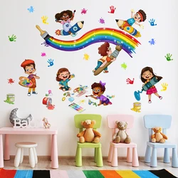 Happy Childhood Graffiti Palm Print Wall Stickers Children's Room Children's Wall Stickers Boys Nursery Room Decoration