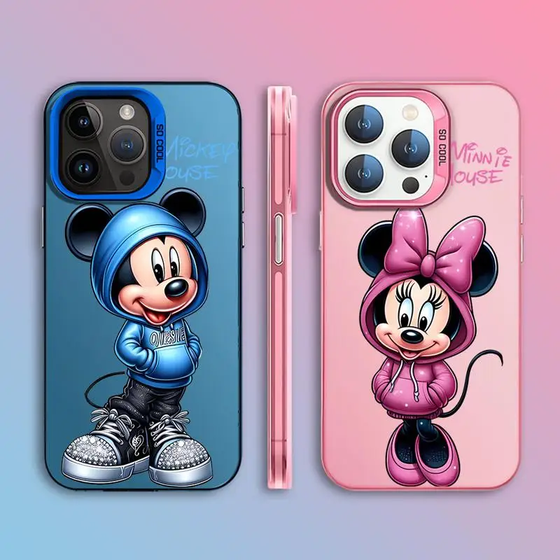 Mickey Minnie Mouse Couple Love Phone Case for Realme C55 C35 C53 C33 C15 C21 11 10 9i 8 8i C21y C20 Silver Plating Cover