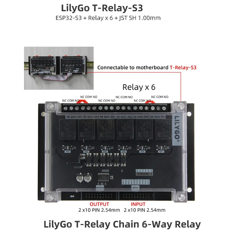 

Новинка-2X LILYGO T-Relays3 ESP32-S3, 6-полосная плата разработки реле, Wi-Fi, Bluetooth, беспроводной модуль, плата расширения, ЖК-дисплей