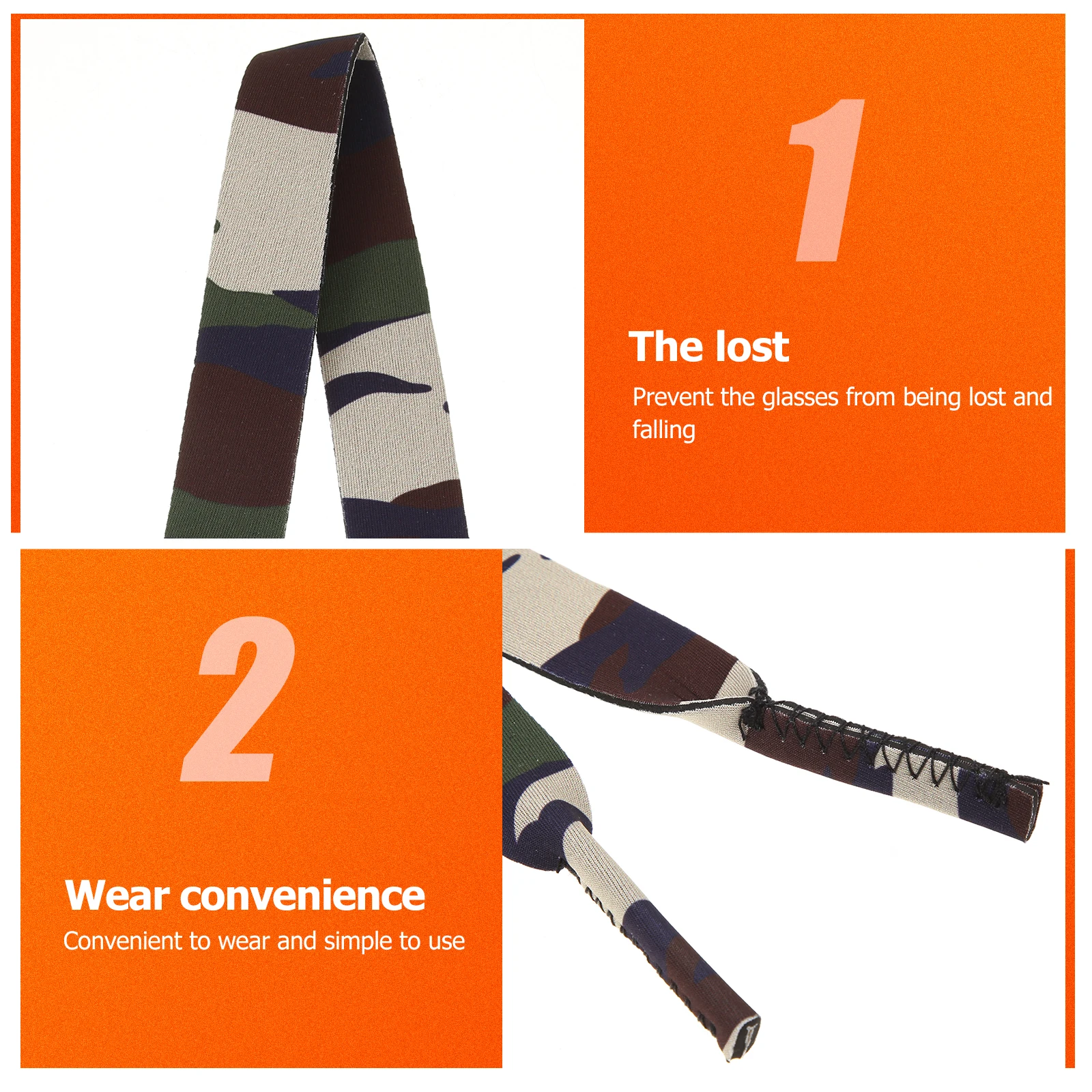 

2 PCS Glasses Rope Belt Straps for Sports Band Eyeglass Cords Sunglasses Running Camouflage Neoprene Accessories
