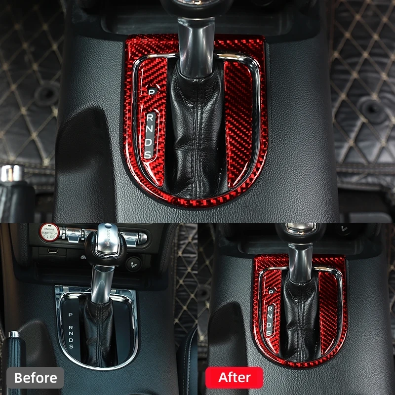 For Ford Mustang GT 2015-2021 Accessories Carbon Fiber Interior Car Gear Shift Box Panel Cover Trim Frame Decorative Kit Sticker