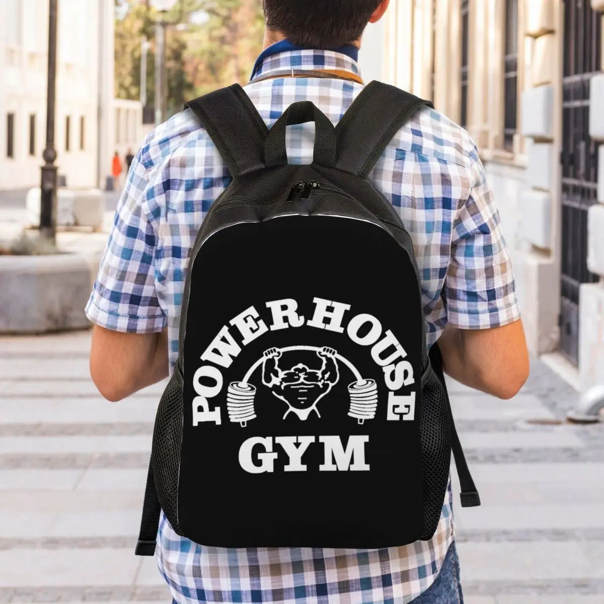 Mochilas de gimnasio personalizadas Powerhouse para mujeres y hombres, la Escuela Universitaria de moda para bolsa de libros, bolsas musculares de construcción de Fitness