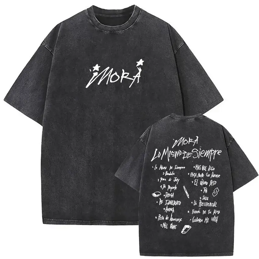 

Rapper MORA Tour 2025 Vintage Washed T-Shirt Men Women Harajuku Fashion High Quality T Shirt Summer Cotton Short Sleeve T-shirts