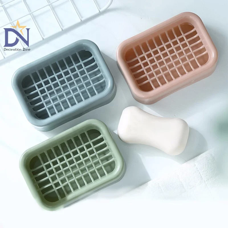Creative Grid Soap Dish Thickened Double Layer Drain Soap Dish Bathroom Laundry Soap Rack Storage Rack